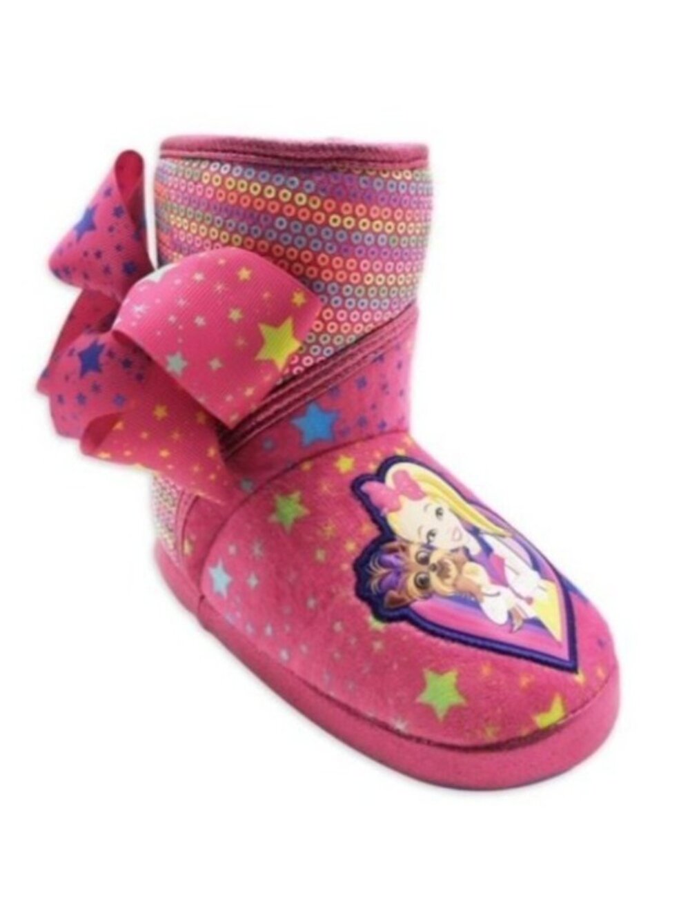 JoJo Siwa Toddler Size 7/8 Slippers Bootie Bow Sequins Jojo BowBow Artwork